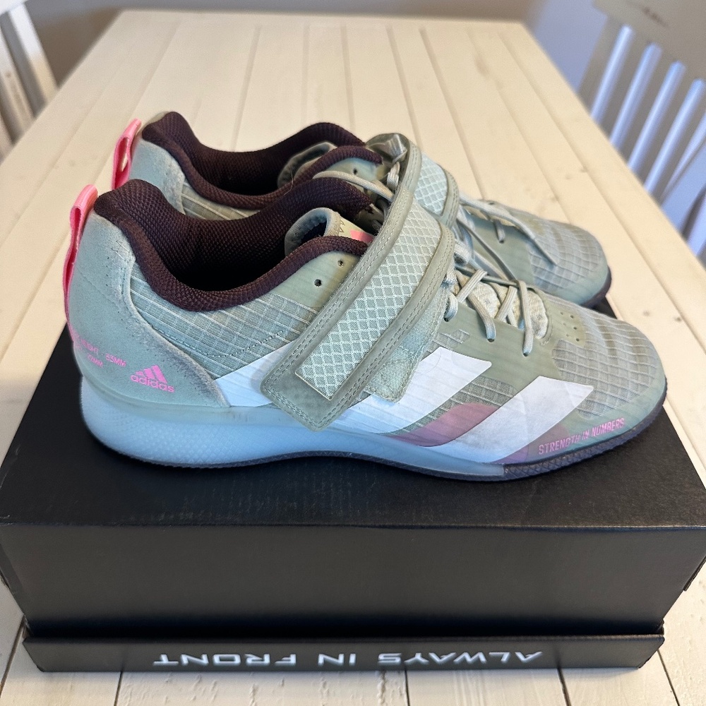 2 Adipower Weightlifting 3 'Linen Green Beam Pink' Women's 8.5